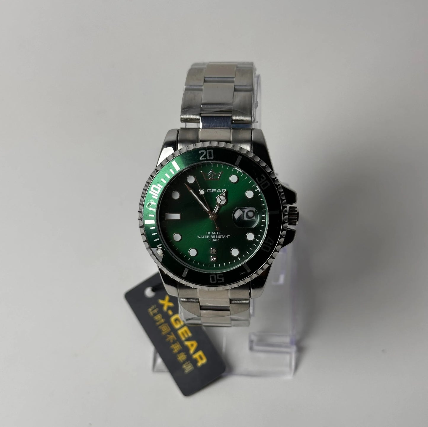 X‑Gear Men’s Watch – Green Dial, Green Rotating Bezel