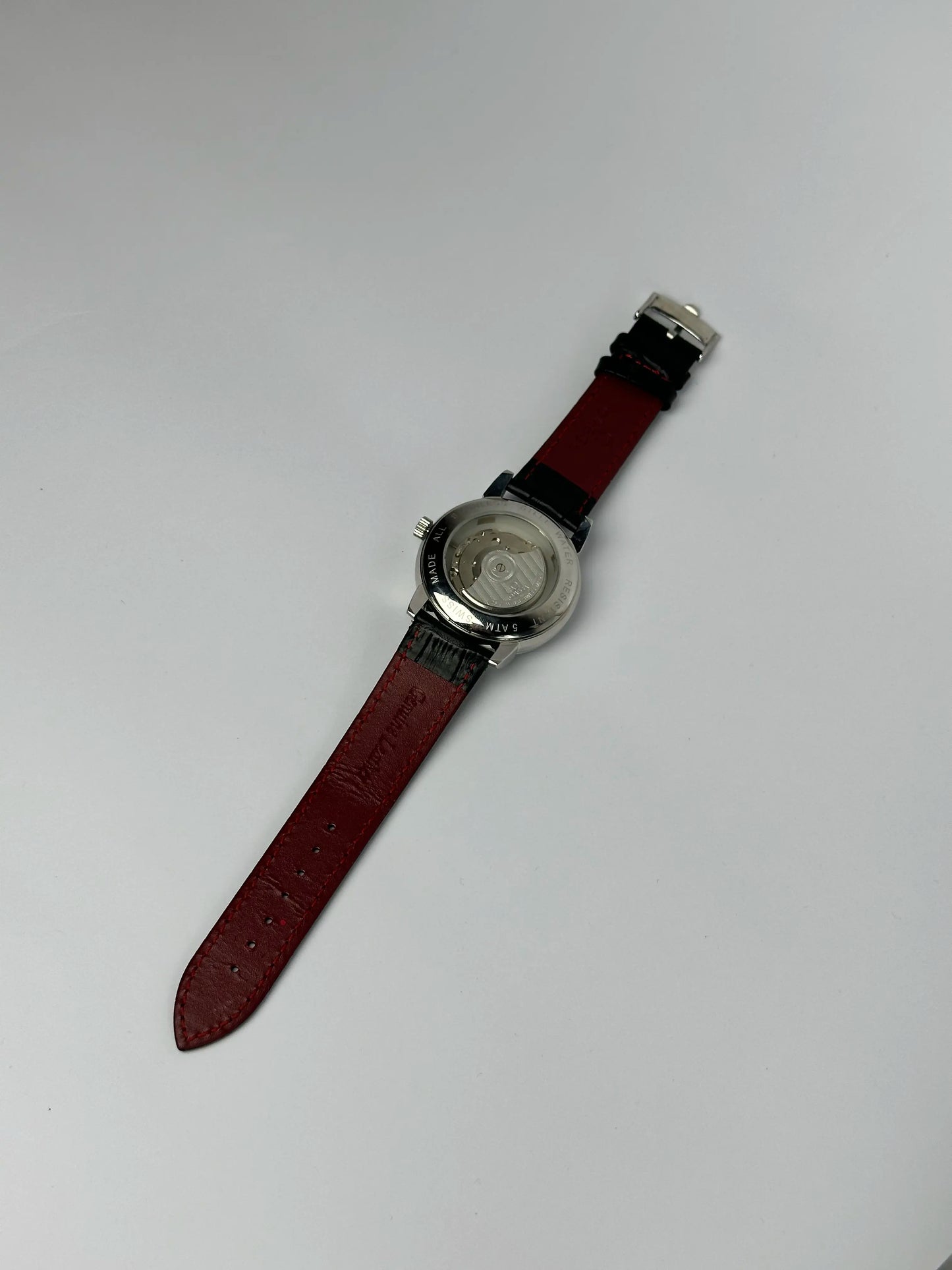 Omega Automatic Men’s Watch – Silver Dial with Black Leather Strap
