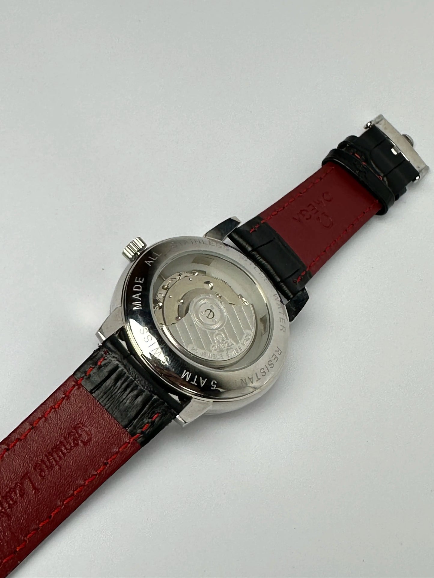 Omega Automatic Men’s Watch – Silver Dial with Black Leather Strap