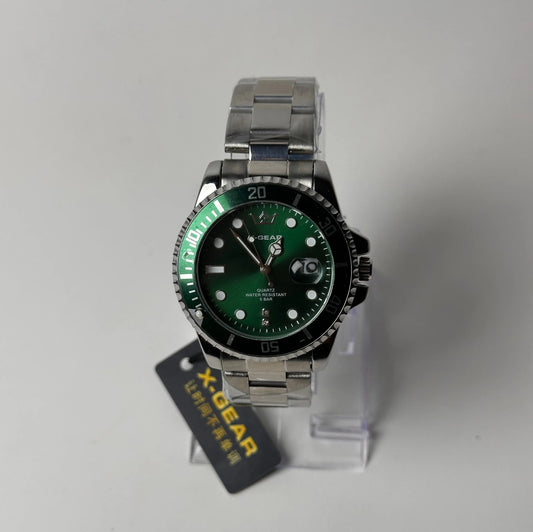 X‑Gear Men’s Watch – Green Dial, Green Rotating Bezel